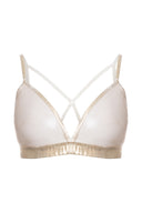 Top Tule S/ Aplique Foil Off White/Dourado