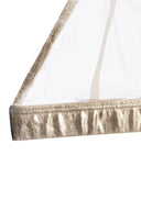 Top Tule S/ Aplique Foil Off White/Dourado