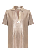 Polo Tricot Metalizada Dourado