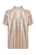 Polo Tricot Metalizada Dourado