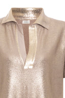 Polo Tricot Metalizada Dourado