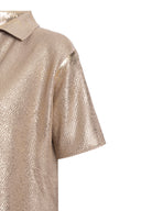 Polo Tricot Metalizada Dourado