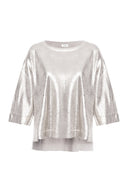 Camiseta Tricot Metalizada Prata