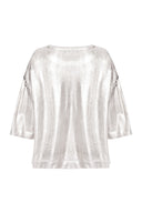 Camiseta Tricot Metalizada Prata