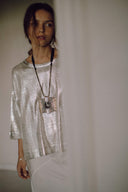 Camiseta Tricot Metalizada Prata