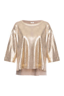Camiseta Tricot Metalizada Dourado
