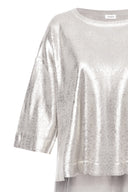 Camiseta Tricot Metalizada Prata