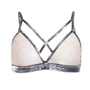 Top Tule S/ Aplique Foil Preto/Prata